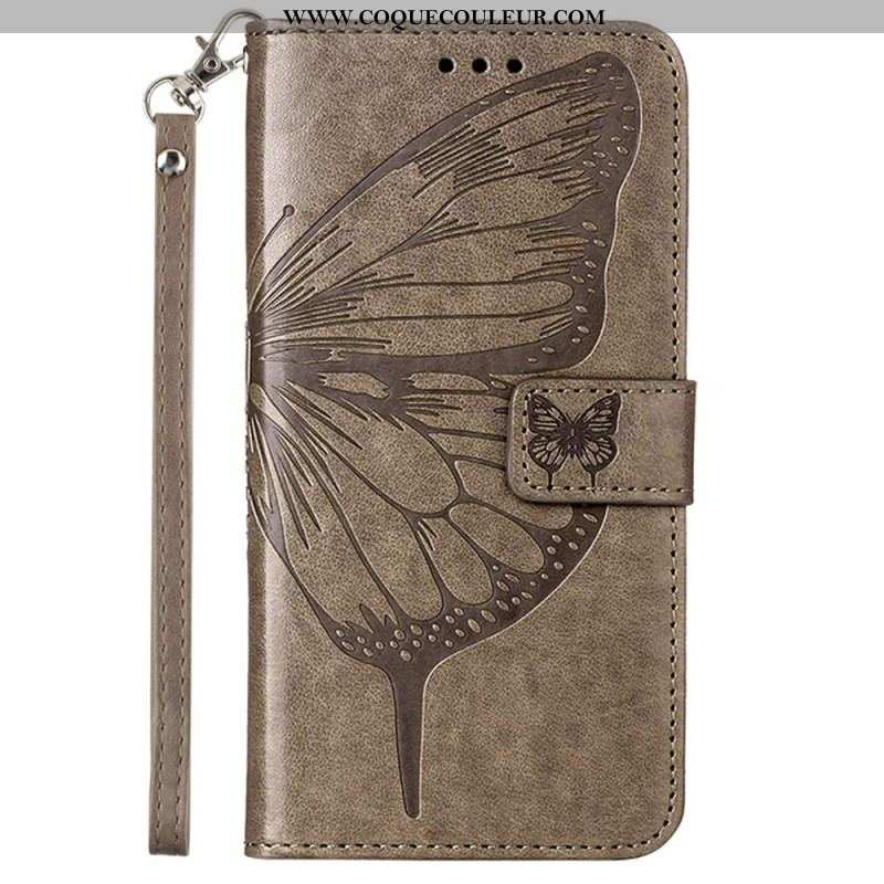 Housse Moto G73 5G Papillon Floral à Lanière