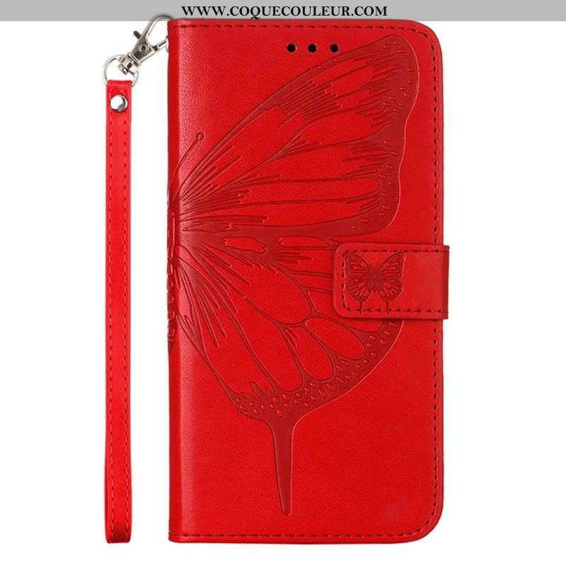 Housse Moto G73 5G Papillon Floral à Lanière
