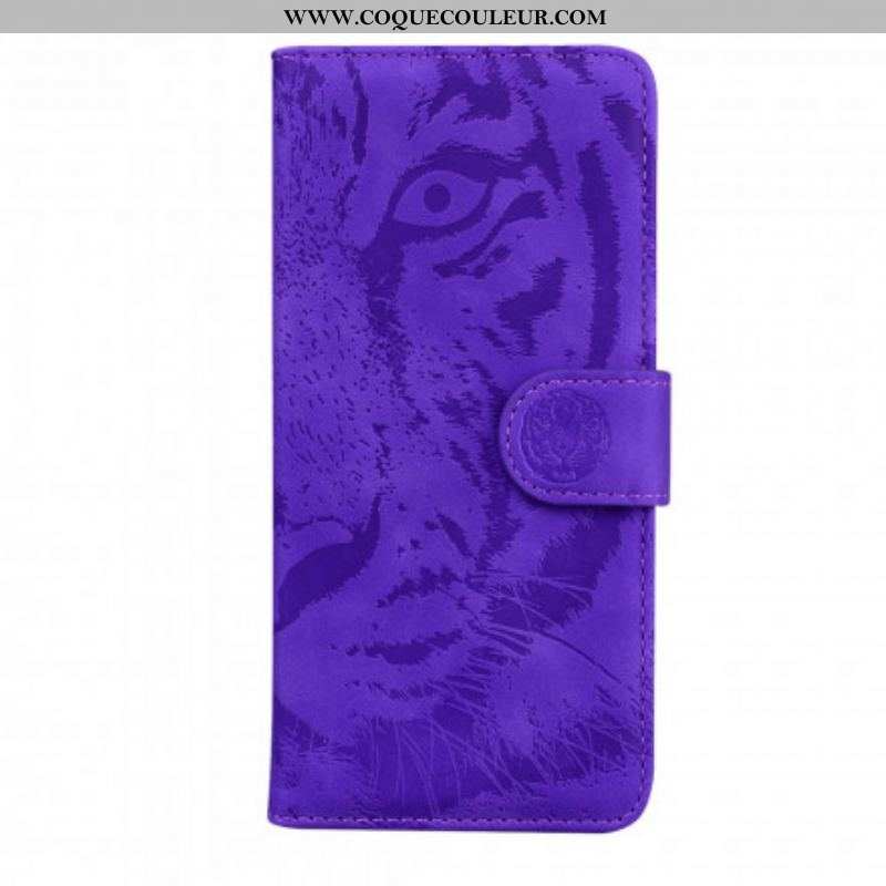 Housse Motorola Edge 20 Lite Empreinte Face de Tigre