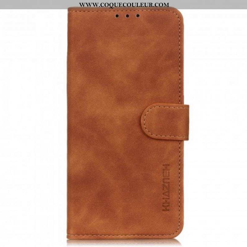 Housse Motorola Edge 20 Lite Effet Cuir Vintage KHAZNEH