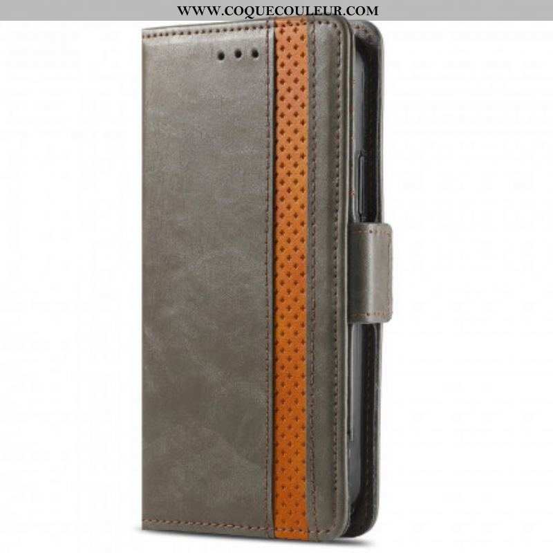 Housse Motorola Edge 20 Lite Bicolore Double Fermoir