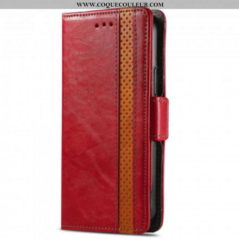 Housse Motorola Edge 20 Lite Bicolore Double Fermoir