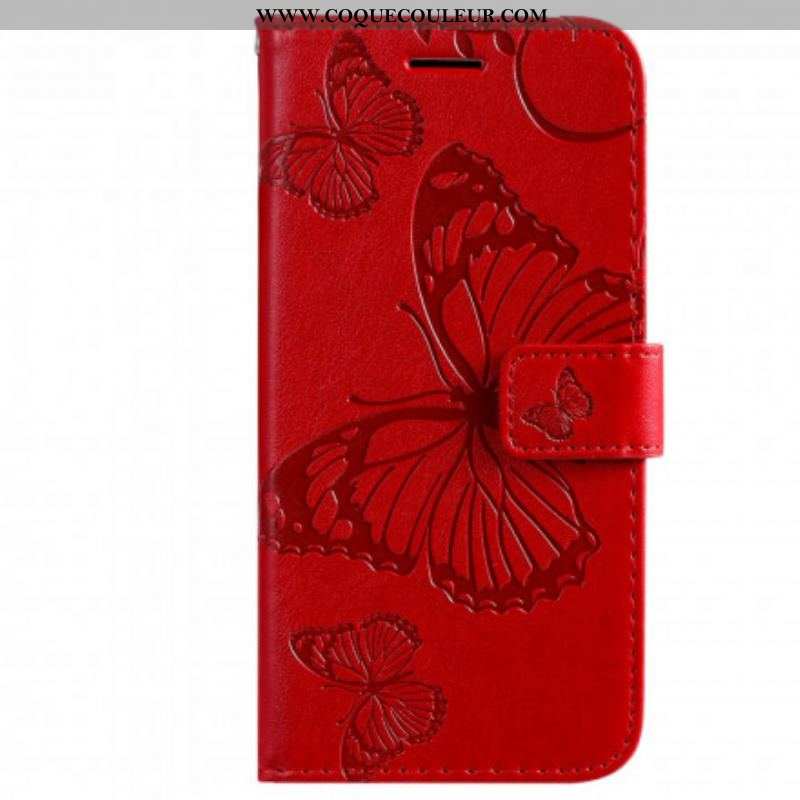 Housse Motorola Edge 20 Lite Papillons Géants à Lanière