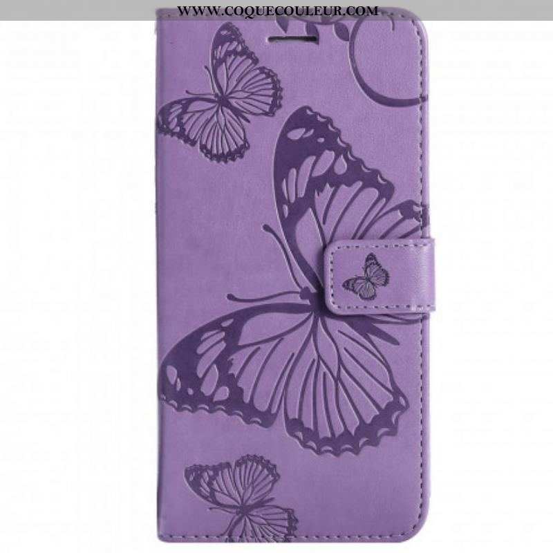 Housse Motorola Edge 20 Lite Papillons Géants à Lanière
