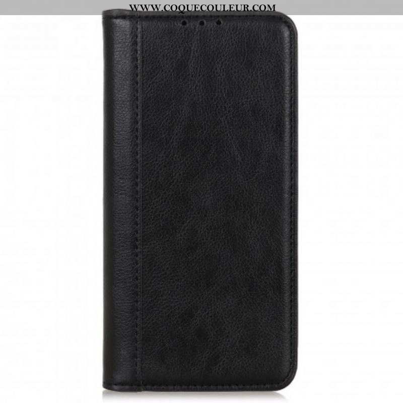 Flip Cover Motorola Edge 20 Lite Version Cuir Litchi Fendu