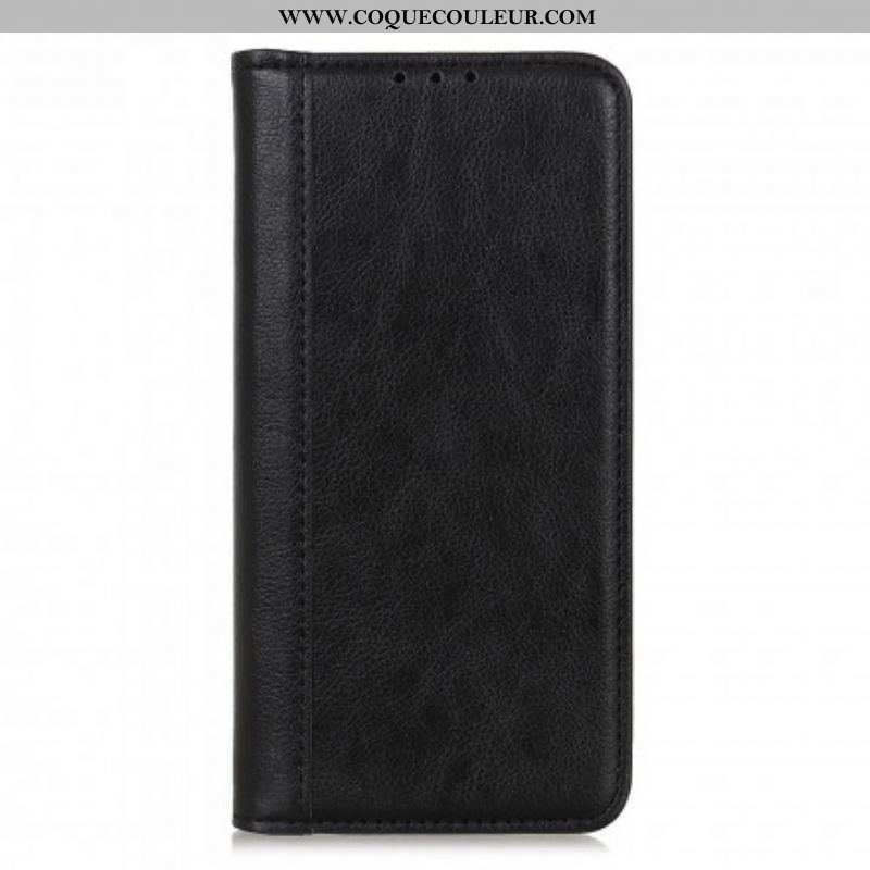 Flip Cover Motorola Edge 20 Version Cuir Litchi Fendu