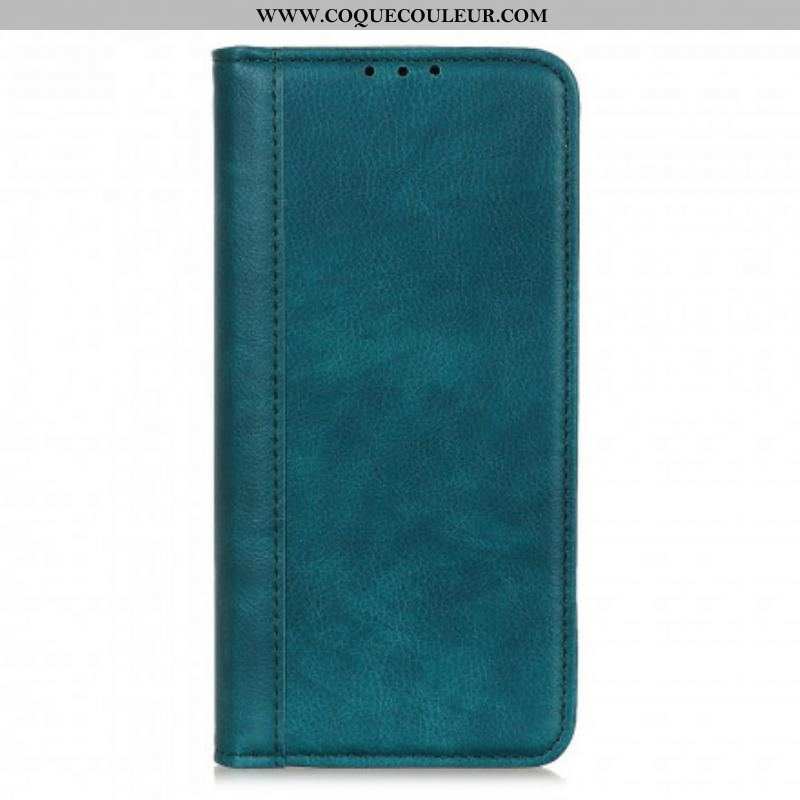 Flip Cover Motorola Edge 20 Version Cuir Litchi Fendu