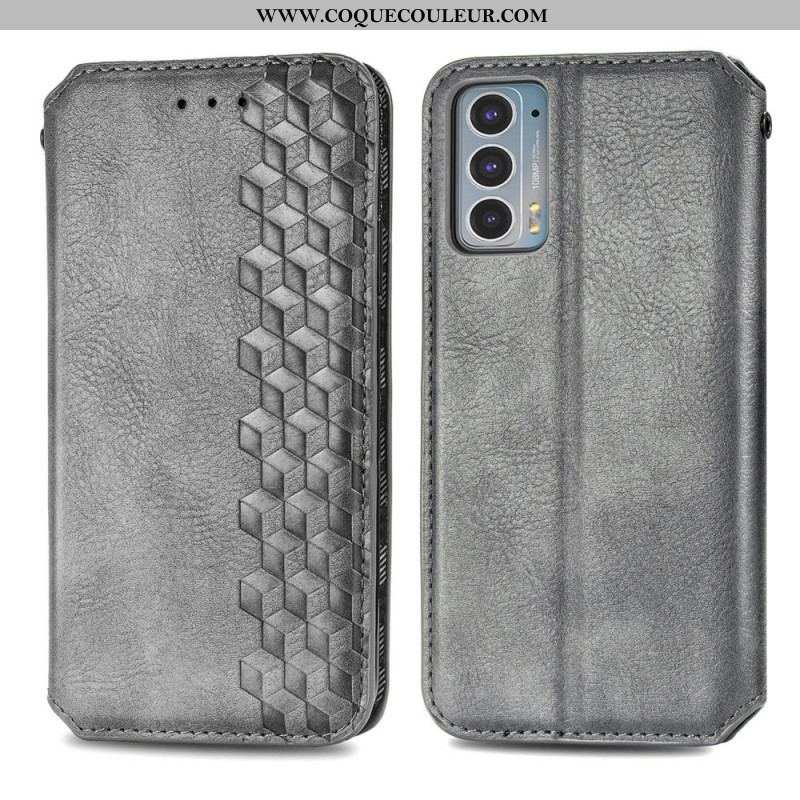 Flip Cover Motorola Edge 20 Effet Cuir Texture Diamant