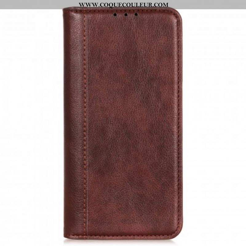 Flip Cover Motorola Edge 20 Pro Version Cuir Litchi Fendu