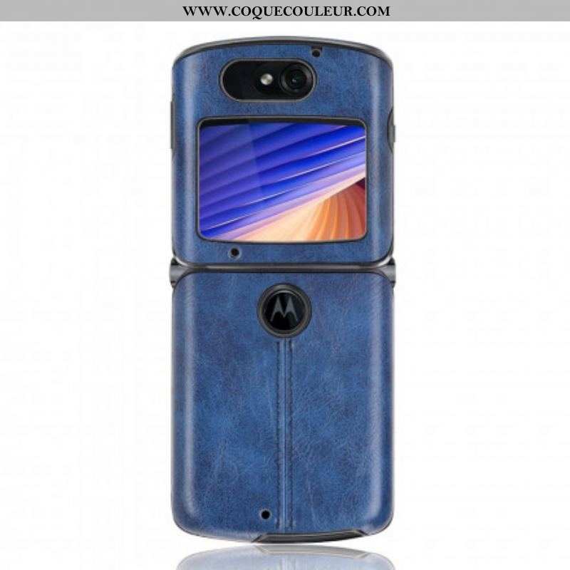 Coque Motorola Razr 5G Simili Cuir Coutures