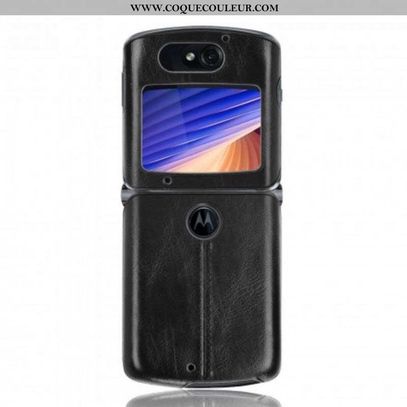 Coque Motorola Razr 5G Simili Cuir Coutures