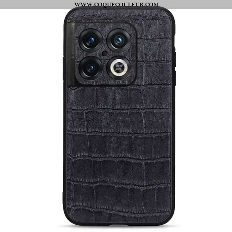 Coque OnePlus 10 Pro 5G Cuir Véritable Texture Crocodile