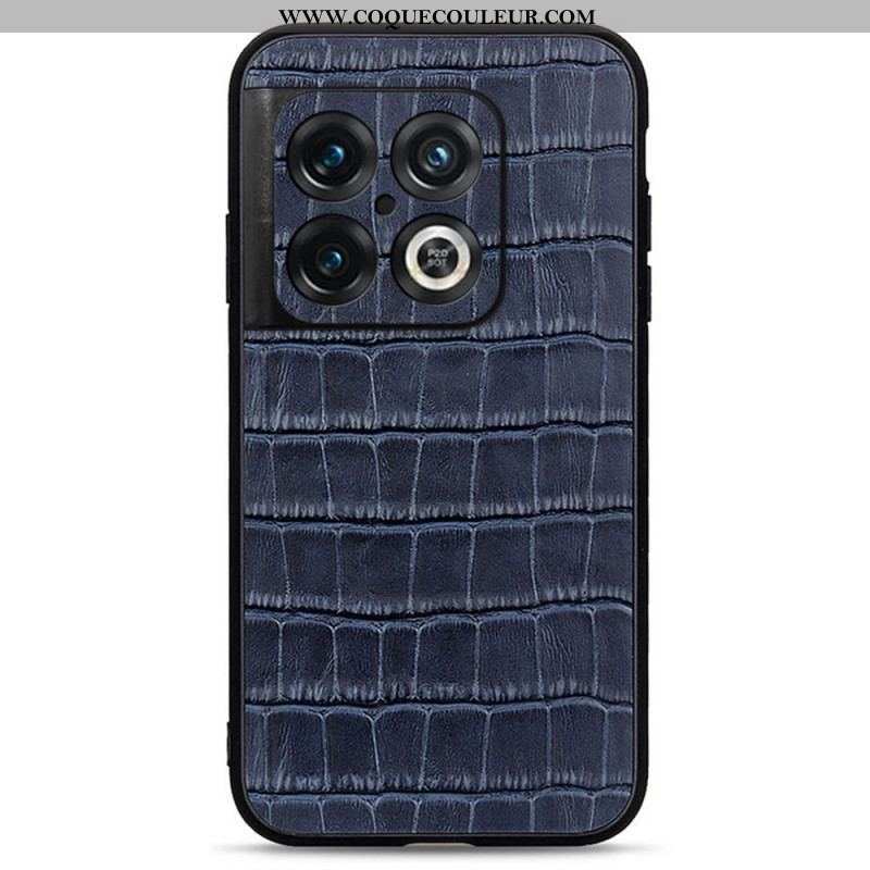 Coque OnePlus 10 Pro 5G Cuir Véritable Texture Crocodile