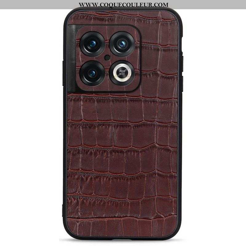 Coque OnePlus 10 Pro 5G Cuir Véritable Texture Crocodile