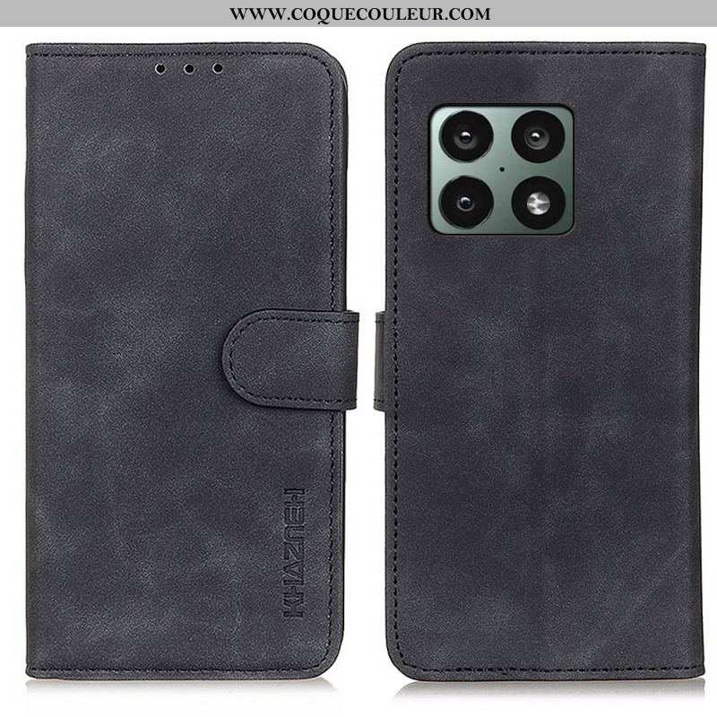 Housse OnePlus 10 Pro 5G Matte Effet Cuir Vintage KHAZNEH