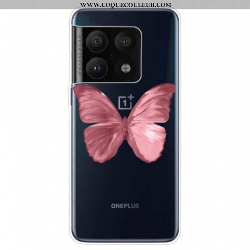 Coque OnePlus 10 Pro 5G Flexible Papillon Rose