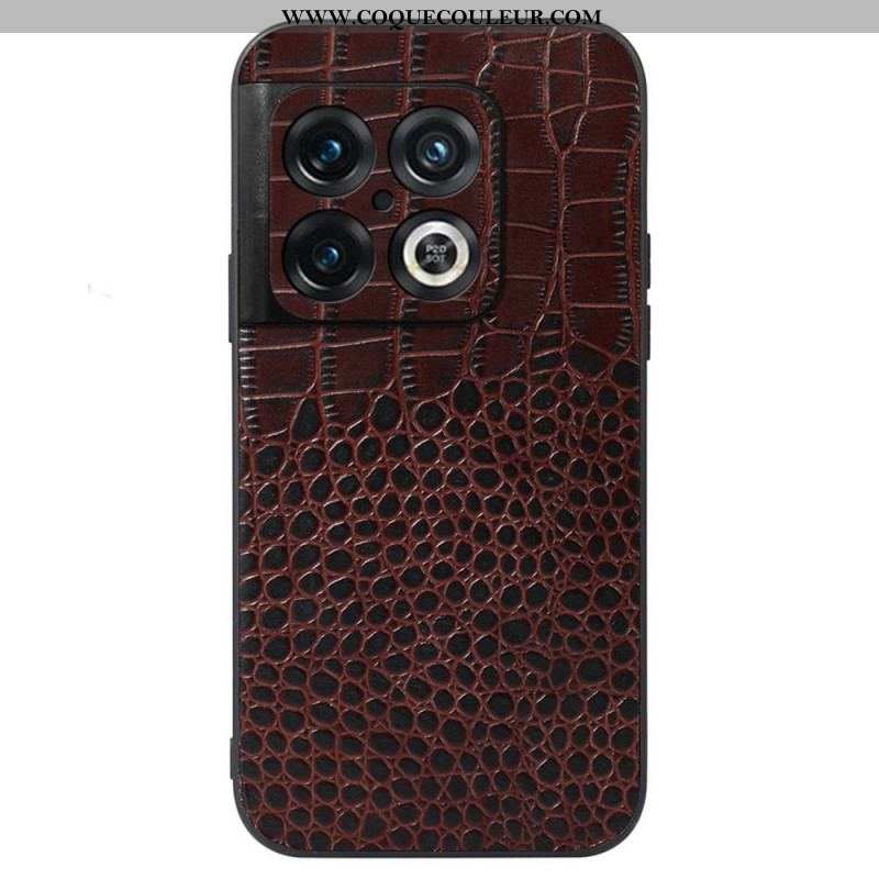 Coque OnePlus 10 Pro 5G Véritable Cuir Texture Crocodile