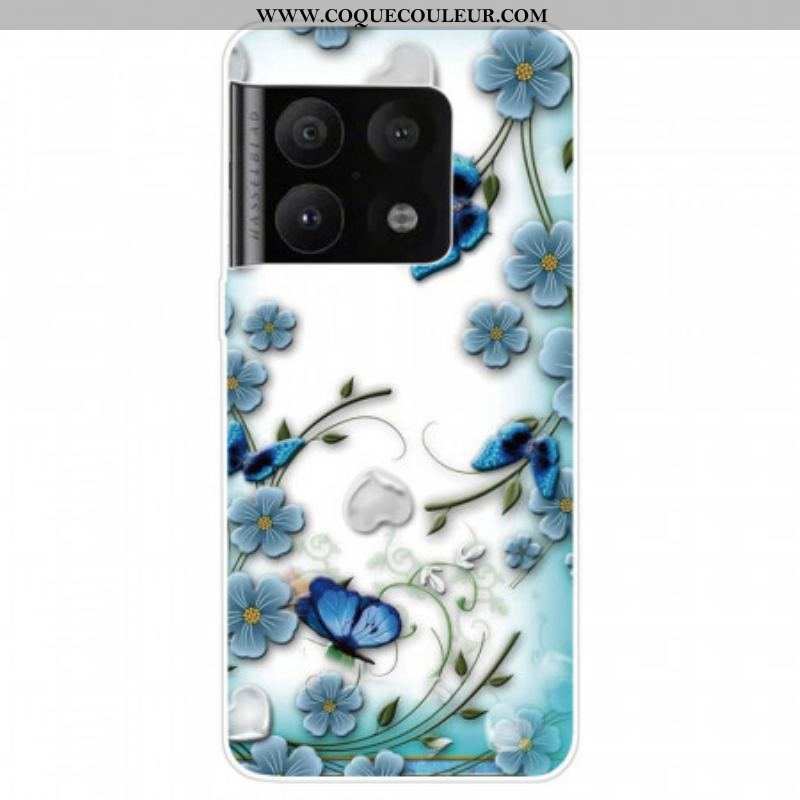 Coque OnePlus 10 Pro 5G Papillons et Fleurs Rétros