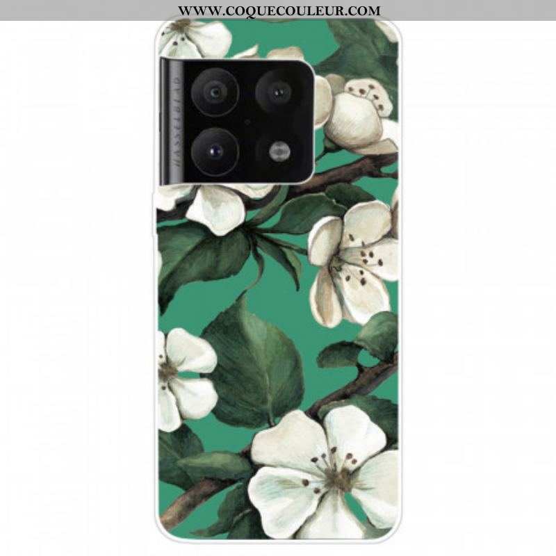 Coque OnePlus 10 Pro 5G Fleurs Blanches Peintes