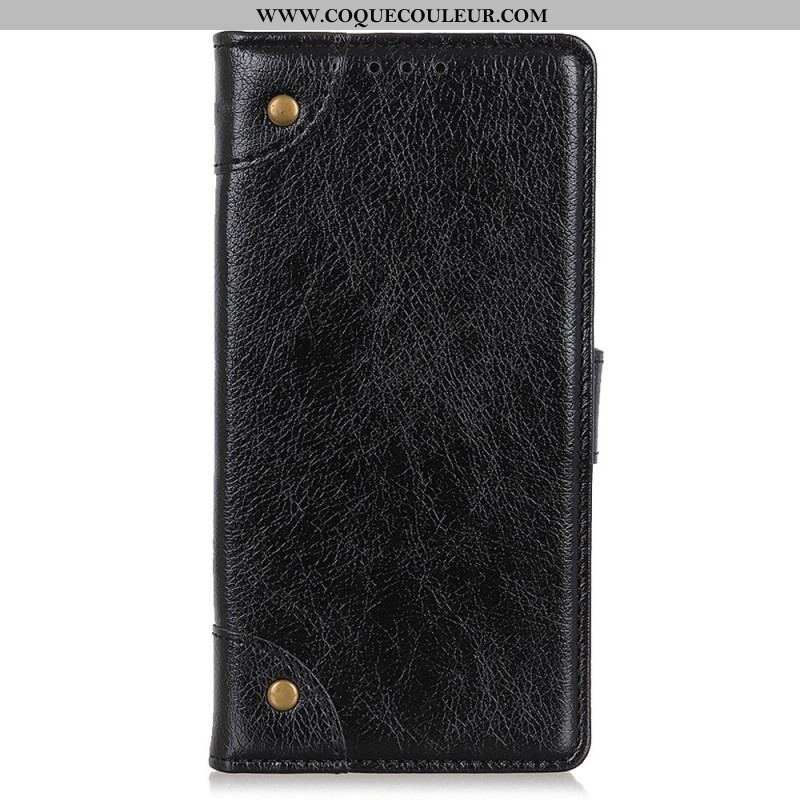 Housse OnePlus 10T 5G Style Cuir Nappa Rivets Vintage