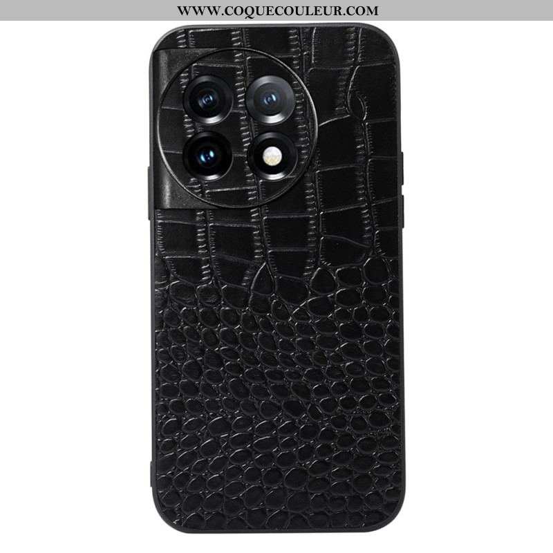 Coque OnePlus 11 5G Cuir Véritable Texture Crocodile