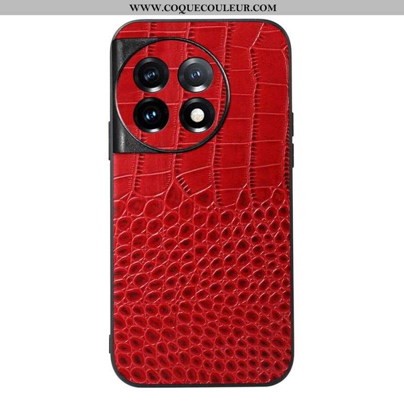 Coque OnePlus 11 5G Cuir Véritable Texture Crocodile