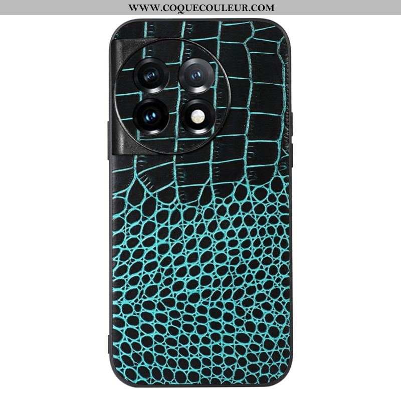 Coque OnePlus 11 5G Cuir Véritable Texture Crocodile