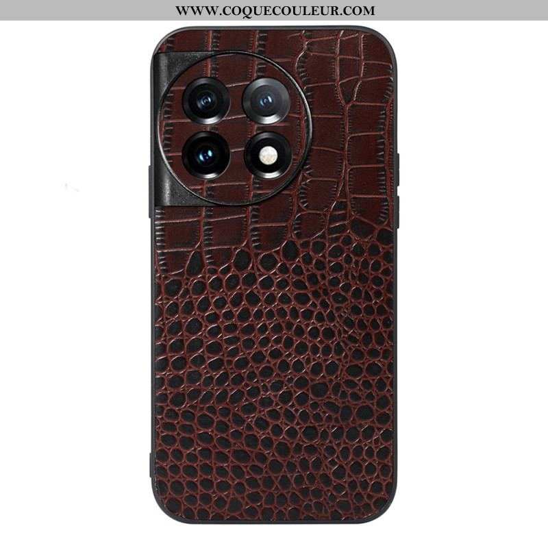 Coque OnePlus 11 5G Cuir Véritable Texture Crocodile