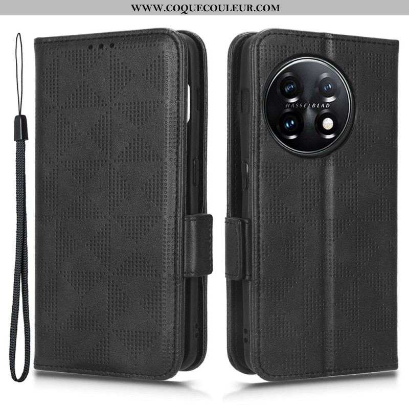 Housse OnePlus 11 5G Double Rabat et Motif Triangle