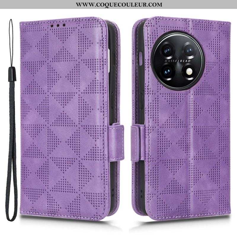 Housse OnePlus 11 5G Double Rabat et Motif Triangle