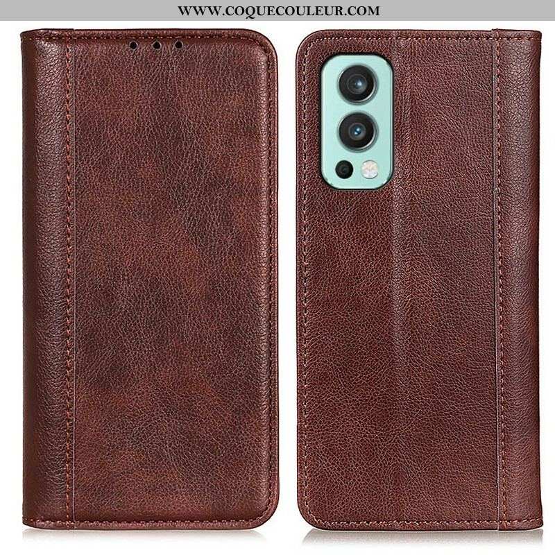 Flip Cover OnePlus Nord 2 5G Version Cuir Litchi Fendu