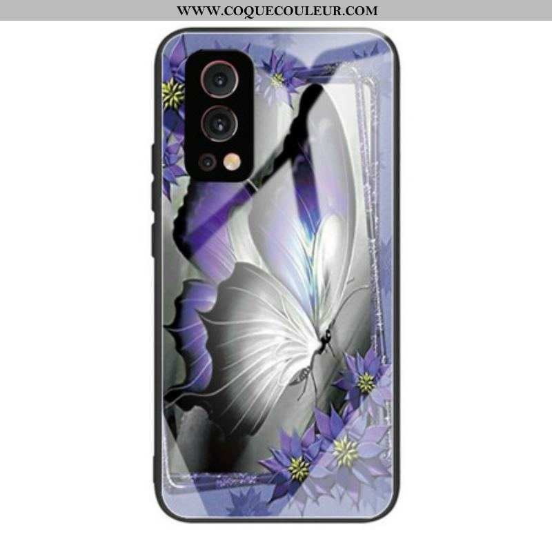 Coque OnePlus Nord 2 5G Verre Trempé Papillon Violet