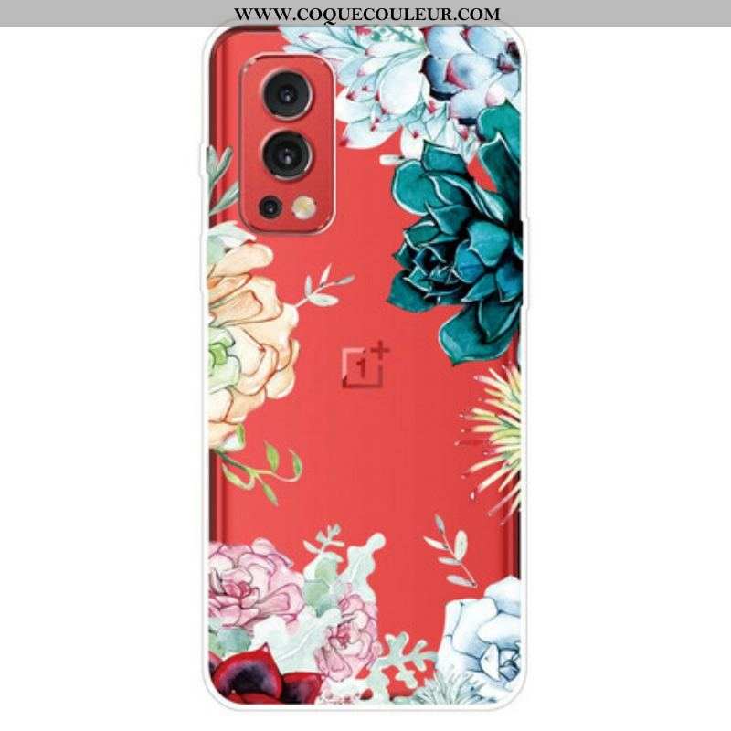 Coque OnePlus Nord 2 5G Transparente Fleurs Aquarelle