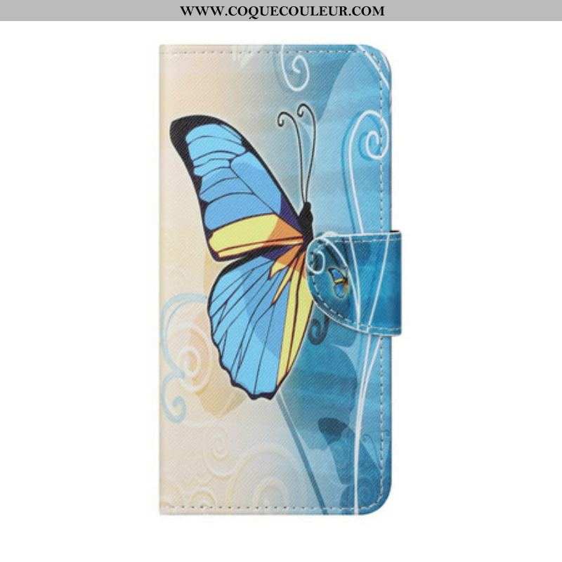 Housse OnePlus Nord 2 5G Papillon Bleu et Jaune