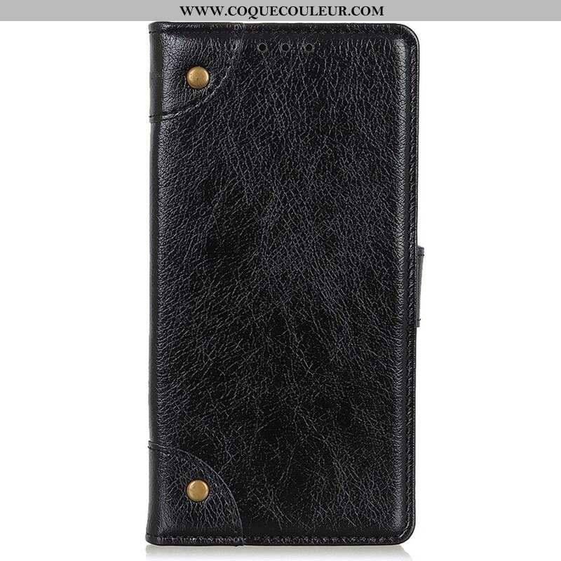 Housse OnePlus Nord 2 5G Style Cuir Nappa Rivets Vintage