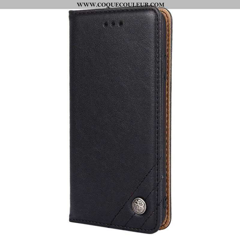 Flip Cover OnePlus Nord 2T 5G Simili Cuir avec Rivet Décoratif