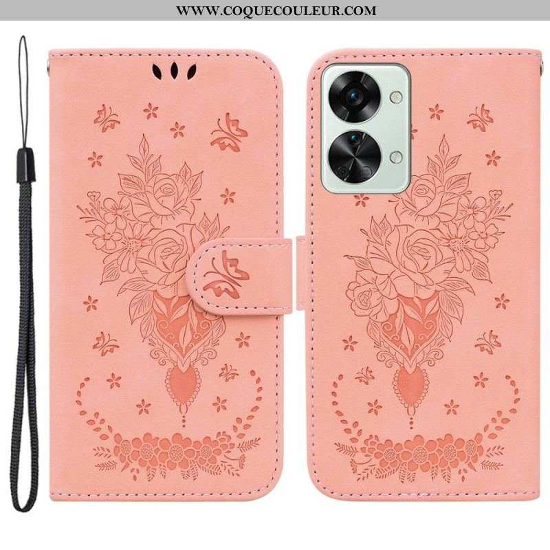 Housse OnePlus Nord 2T 5G Roses et Papillons