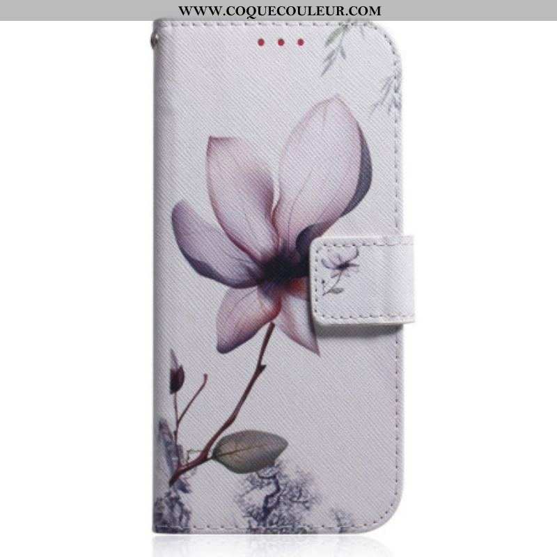 Housse OnePlus Nord 2T 5G Fleur Rose à Lanière