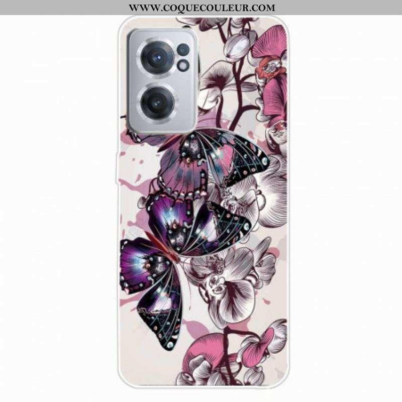 Coque OnePlus Nord CE 2 5G Papillons Mauve