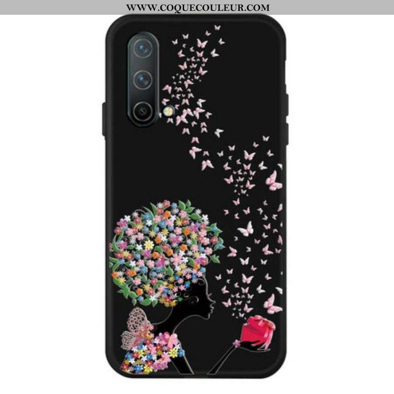 Coque OnePlus Nord CE 5G Femme à la Tête Fleurie