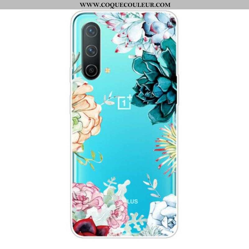 Coque OnePlus Nord CE 5G Transparente Fleurs Aquarelle