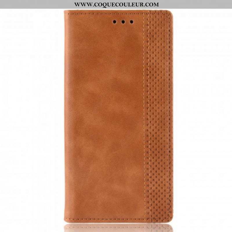 Flip Cover Oppo A15 Effet Cuir Vintage Stylisé