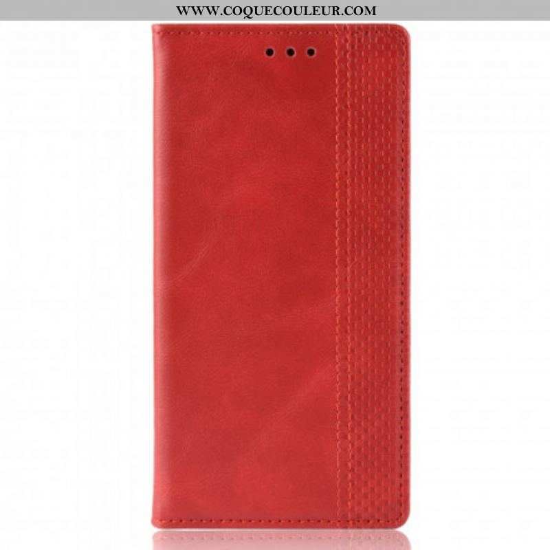 Flip Cover Oppo A15 Effet Cuir Vintage Stylisé