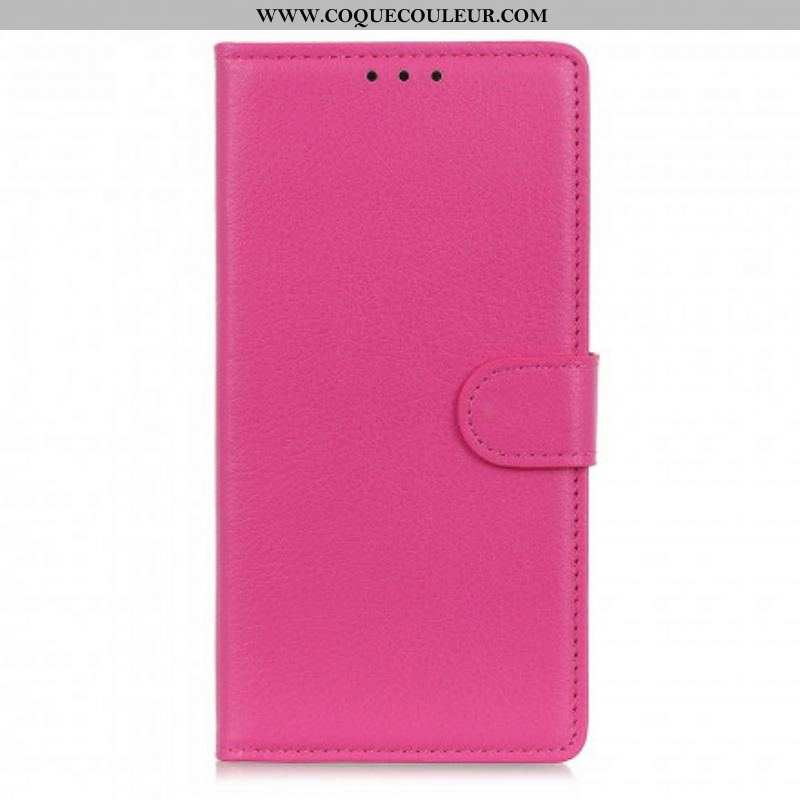 Housse Oppo A15 Simili Cuir Litchi