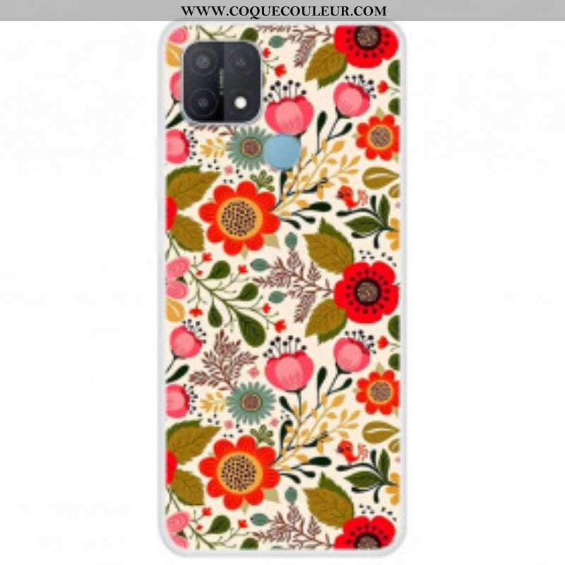 Coque Oppo A15 Tapisserie Fleurie