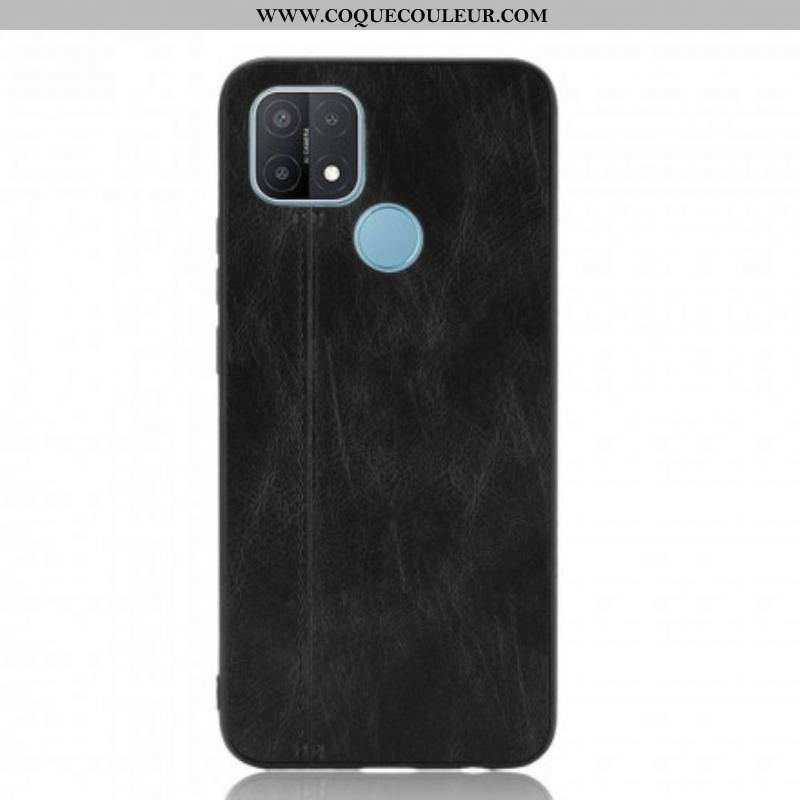 Coque Oppo A15 Effet Cuir Couture