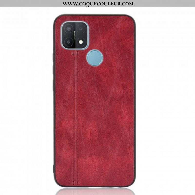 Coque Oppo A15 Effet Cuir Couture