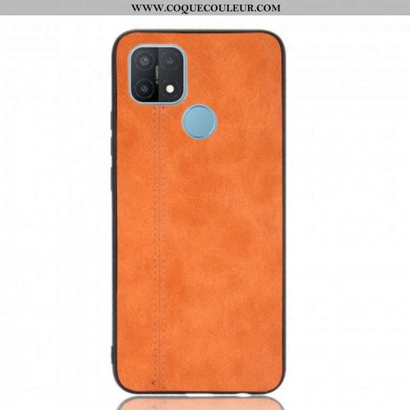 Coque Oppo A15 Effet Cuir Couture