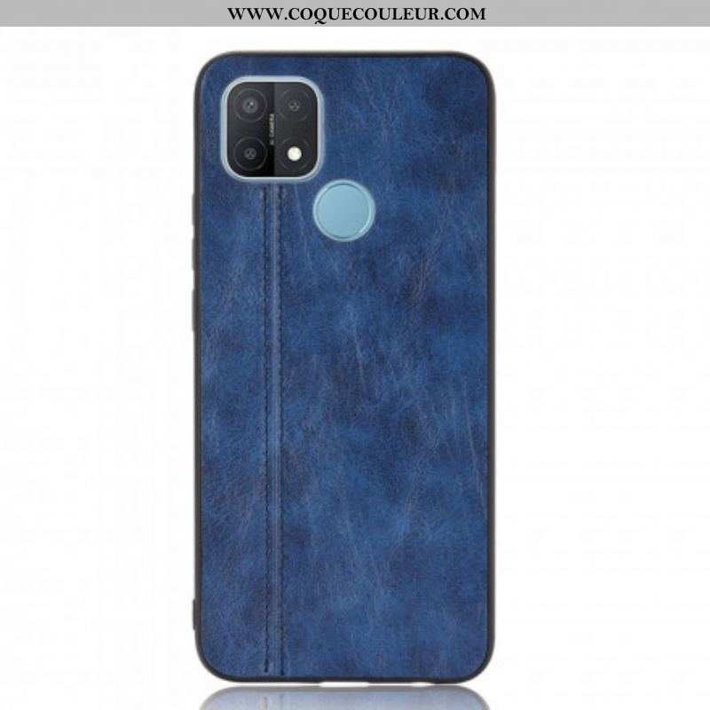 Coque Oppo A15 Effet Cuir Couture