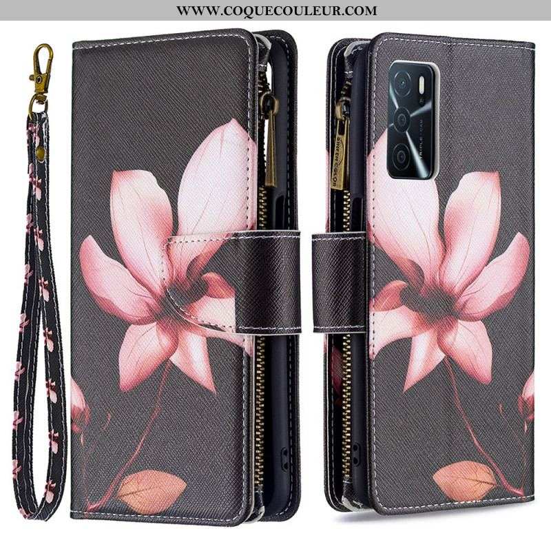 Housse Oppo A16 / A16s Poche Zippée Fleur